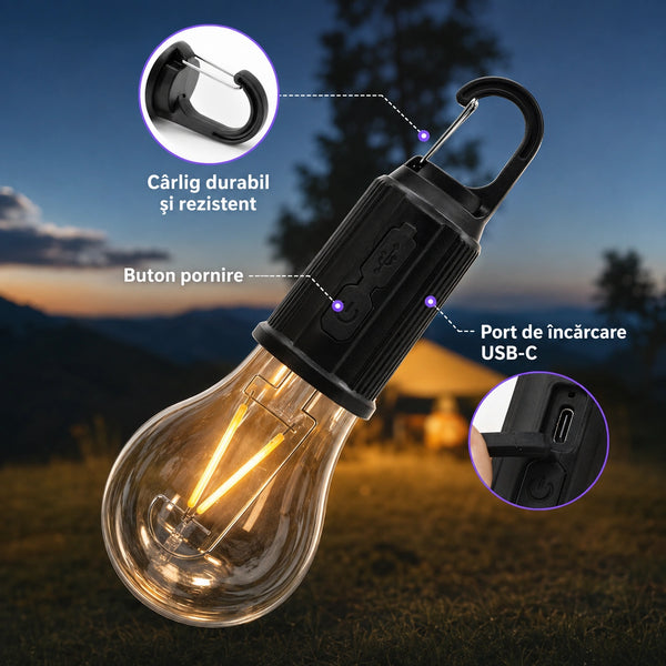 Lanternă Camping USB-C Portabilă