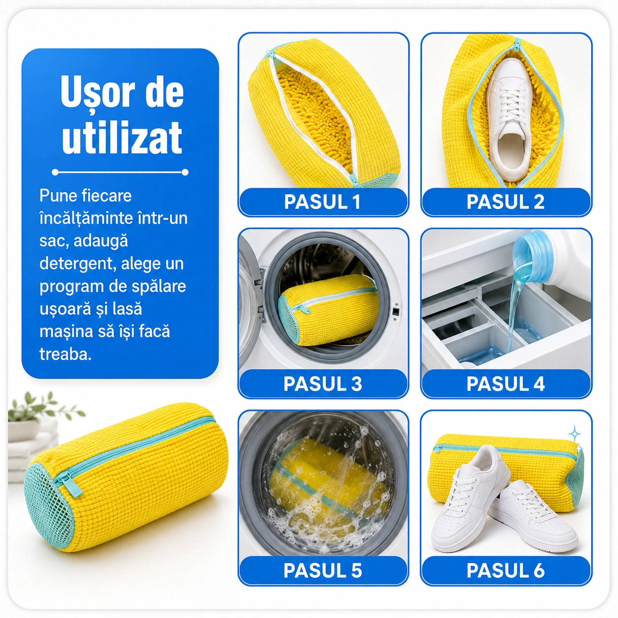 Sac din microfibră pentru spălarea încălțămintei fără griji 👟 - ShoeWash™