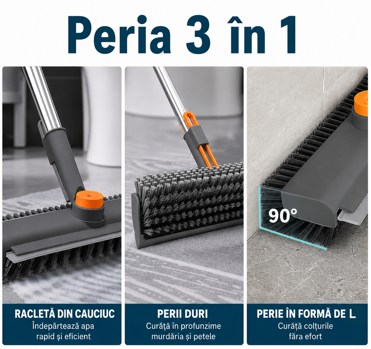 EasyClean™ - Perie de Curățare 3 în 1 pentru Gresie, Faianță și Cabine de Duș