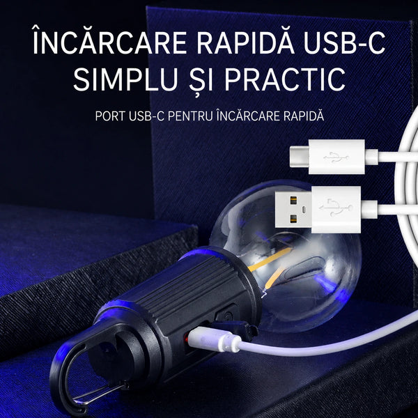 Lanternă Camping USB-C Portabilă