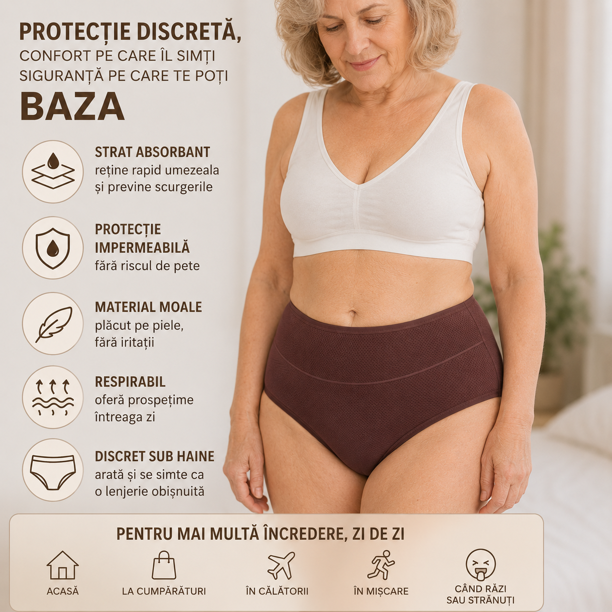Confort Max Absorbant™ - Lenjerie discretă pentru scurgeri urinare și protecție în perioada menstruală 💙
