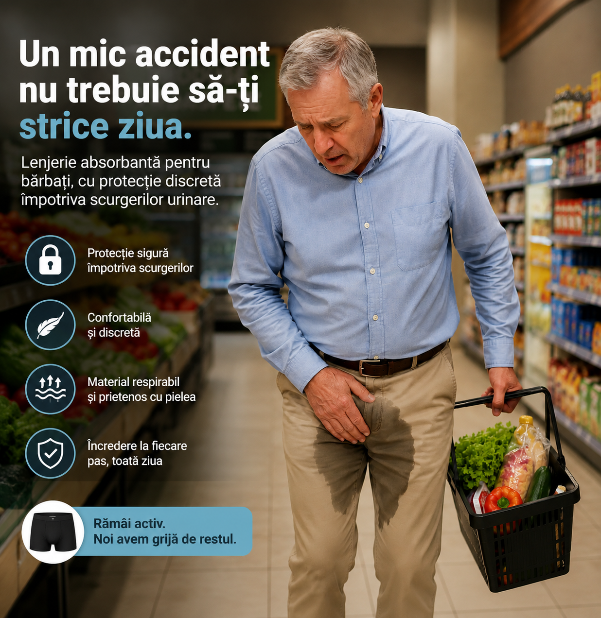 Lenjerie intimă pentru incontinență urinară la bărbați